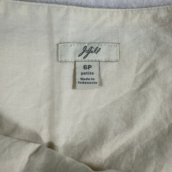 J.Jill Cotton Knee Length Flare Skirt Cream Coral Polkadots 6 Petite Boho Fairy - Picture 9 of 10